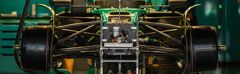 3D printed motorsport F1 car parts in pit